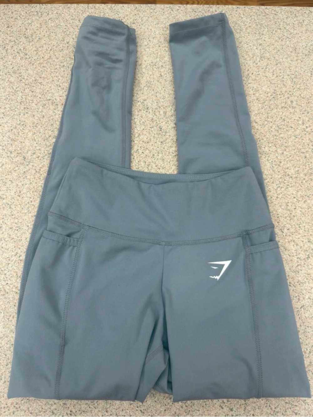 Gymshark Slate Blue Gray High-Waist Leggings with Side Pockets